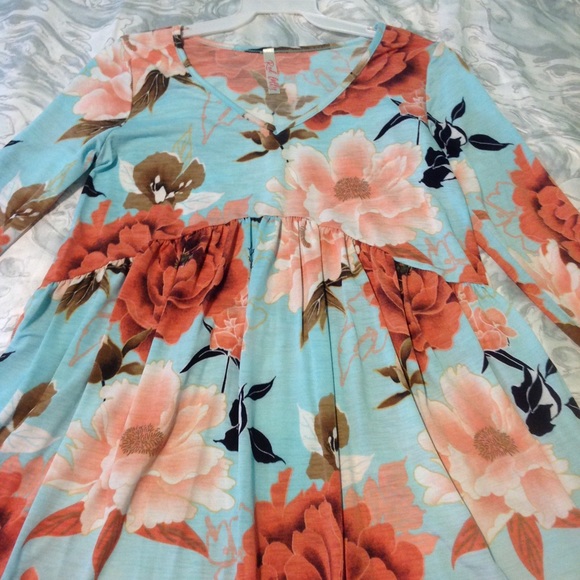 RESTOCKED🌸Mint floral babydoll longsleeve dress🌸 - Picture 5 of 8